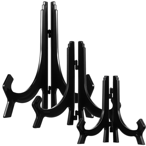 HESTYA 3 Stück 11,4 cm / 7 / 24,8 cm schwarze Acryl-Staffeleien, Präsentationsständer, Tellerständer, Halter zum Präsentieren von Bildern oder anderen Gegenständen für Hochzeiten, Geburtstage HESTYA 3 Stück 11,4 cm / 7 / 24,8 cm schwarze Acryl-Staffeleien, Präsentationsständer, Tellerständer, Halter zum Präsentieren von Bildern oder anderen Gegenständen für Hochzeiten, Geburtstage von Hestya