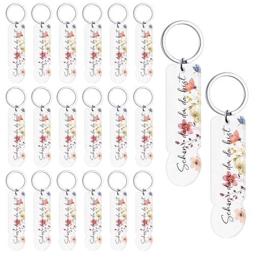 Hestya 20 Stück Acryl Einkaufswagenchip Schlüsselanhänger Schön, dass du da bist - Ideal Als Gastgeschenk für Hochzeiten, Abschluss, Taufen, Geburtstage Feiern von Hestya