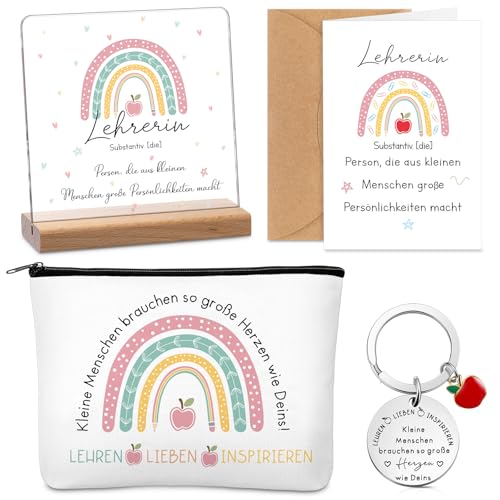 Hestya 5 Stück Abschiedsgeschenk Lehrerin Dankeschön 1 Regenbogen Acryl Tischdeko 1 Canvas Kosmetiktasche 1 Erzieher Schlüsselanhänger 1 Grußkarte 1 Umschläge für Abitur Schule Geburtstag Lehrertag Hestya 5 Stück Abschiedsgeschenk Lehrerin Dankeschön 1 Regenbogen Acryl Tischdeko 1 Canvas Kosmetiktasche 1 Erzieher Schlüsselanhänger 1 Grußkarte 1 Umschläge für Abitur Schule Geburtstag Lehrertag von Hestya