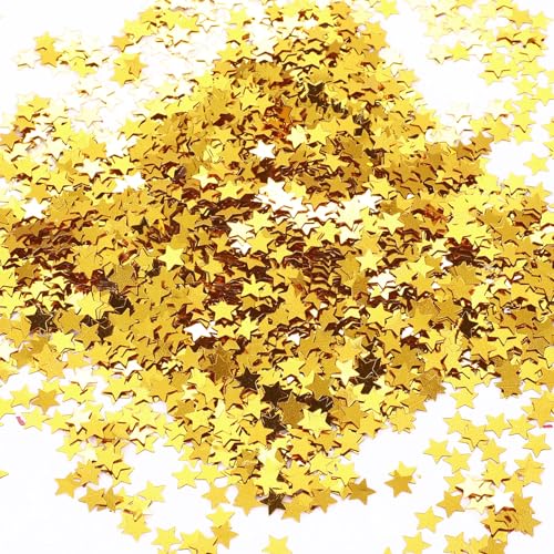 Hestya 60 g Stern-Konfetti, Glitzer, Tischkonfetti, Metallic-Folie, Sterne für Party, Hochzeit, Festival, Dekorationen (Gold, 6 mm) von Hestya
