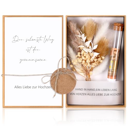 Hestya Hochzeit Geldgeschenk Verpackung Geschenkbox Hochzeitskarte Trockenblumen Hanfseil Kunststoff Reagenzglas Band Kraftpapier Anhänger Geld Hochzeitsgeschenke für Brautpaar(Schönste Weg) von Hestya