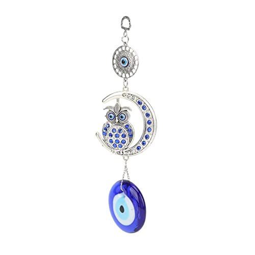 HETHLIF Evil Eye Anhänger, Evil Augy Decor 10.04x3.54x2.36in Nacht Owl Mond Farbige Glasurlegierung für die Wanddekoration, Amulette, Außen-, Innentüren Dekoration von Hethlif