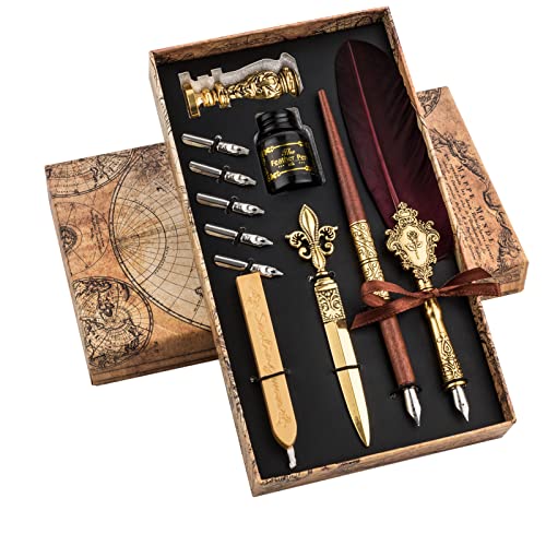 Hethrone Quill Pen Feather Pen Kalligraphie-Stifte-Set mit Füllfederhalter und Tinte Hethrone Quill Pen Feather Pen Kalligraphie-Stifte-Set mit Füllfederhalter und Tinte von Hethrone