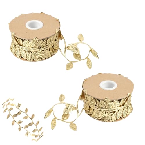 2 Stück Blätter Streifen Geschenkband 10 M Langes Goldfarbenes Blattband Künstliches Blattband Gold für Girlanden DIY Handwerk und Party Hochzeit Heimdekorationen 2 Stück Blätter Streifen Geschenkband 10 M Langes Goldfarbenes Blattband Künstliches Blattband Gold für Girlanden DIY Handwerk und Party Hochzeit Heimdekorationen von Heting-YQ