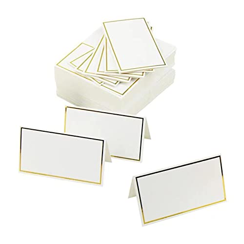 50 Stück Tischkarten, Platzkarten Hochzeit mit Goldfolienrand, Namenskarten Blanko für Geburtstag, Tischdekoration, Feiern, Partys (8.4 x 10.2 cm) von Heting-YQ