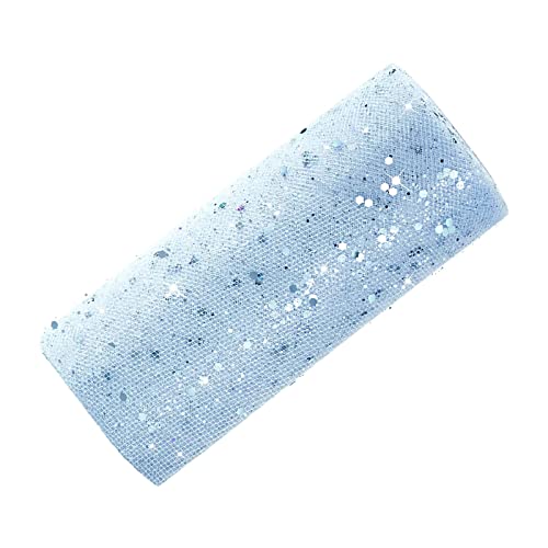 Tüll Stoff Tüll Rolle mit kleine Pailletten Glitzer Dekostoff Tüllband für Hochzeit Party Bankett Deko Handwerk Hochzeit Tischedeko Geschenk Bogen 25 Yards x 15cm (Blau) von Heting-YQ