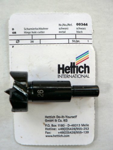 Hettich Scharnierlochbohrer, D: 26 mm, schwarz, 1 Stück, Artikelnr. 344 von Hettich