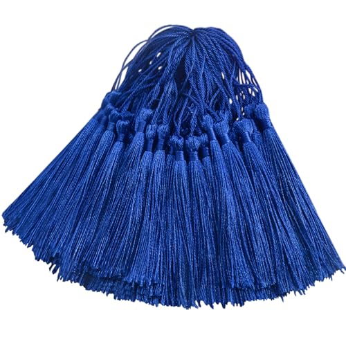 100 Stück Mini Seidig Quasten Anhänger Handgefertigtes Hängend Basteln Geschenk für DIY Lesezeichen, Schmuckherstellung, Tasch, Schlüsselanhänger Deko, Girlande und Party Zubehör (Marineblau) von Hetuyon