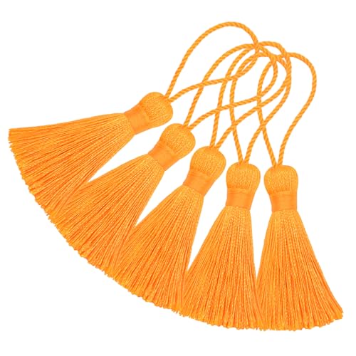 20 Stück Mini Seidige Quasten Anhänger Handgefertigte Weiche Basteln für Lesezeichen Zubehör, DIY Projekte, Ohrring Schmuck, Geschenk, Schlüsselanhänger, Vorhang und Tasch Dekoration (Goldgelb) von Hetuyon