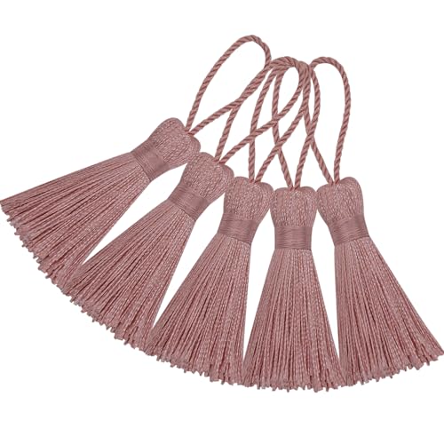 20 Stück Mini Seidige Quasten Anhänger Handgefertigte Weiche Basteln für Lesezeichen Zubehör, DIY Projekte, Ohrring Schmuck, Geschenk, Schlüsselanhänger, Vorhang und Tasch Dekoration (Pulver Schälen) von Hetuyon