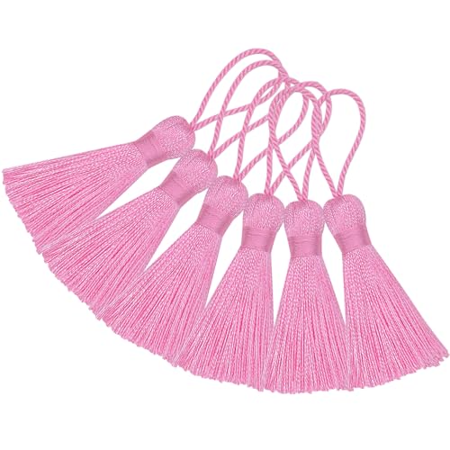 20 Stück Mini Seidige Quasten Anhänger Handgefertigte Weiche Basteln für Lesezeichen Zubehör, DIY Projekte, Ohrring Schmuck, Geschenk, Schlüsselanhänger, Vorhang und Tasch Dekoration (Rosa) von Hetuyon