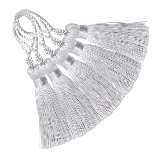 20 Stück Mini Seidige Quasten Anhänger Handgefertigte Weiche Basteln für Lesezeichen Zubehör, DIY Projekte, Ohrring Schmuck, Geschenk, Schlüsselanhänger, Vorhang und Tasch Dekoration (Silber Grau) 20 Stück Mini Seidige Quasten Anhänger Handgefertigte Weiche Basteln für Lesezeichen Zubehör, DIY Projekte, Ohrring Schmuck, Geschenk, Schlüsselanhänger, Vorhang und Tasch Dekoration (Silber Grau) von Hetuyon