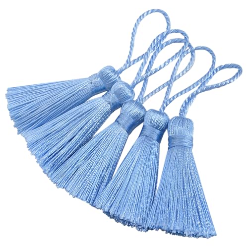 20 Stück Mini Seidige Quasten Anhänger Handgefertigte Weiche Basteln für Lesezeichen Zubehör, DIY Projekte, Ohrring Schmuck, Geschenk, Schlüsselanhänger, Vorhang und Tasch Dekoration (Himmelblau) 20 Stück Mini Seidige Quasten Anhänger Handgefertigte Weiche Basteln für Lesezeichen Zubehör, DIY Projekte, Ohrring Schmuck, Geschenk, Schlüsselanhänger, Vorhang und Tasch Dekoration (Himmelblau) von Hetuyon