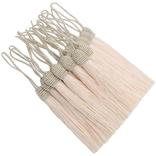 20 Stück Seidige Quasten Anhänger Mini Handgefertigtes Troddel Basteln mit Schleife für DIY Lesezeichen, Schmuckherstellung, Ohrring, Girlanden Deko, Schlüssel, Taschen und Souvenir (Beige) von Hetuyon