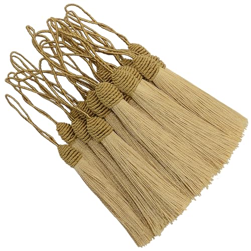 20 Stück Seidige Quasten Anhänger Mini Handgefertigtes Troddel Basteln mit Schleife für DIY Lesezeichen, Schmuckherstellung, Ohrring, Girlanden Deko, Schlüssel, Taschen und Souvenir (Champagner) von Hetuyon