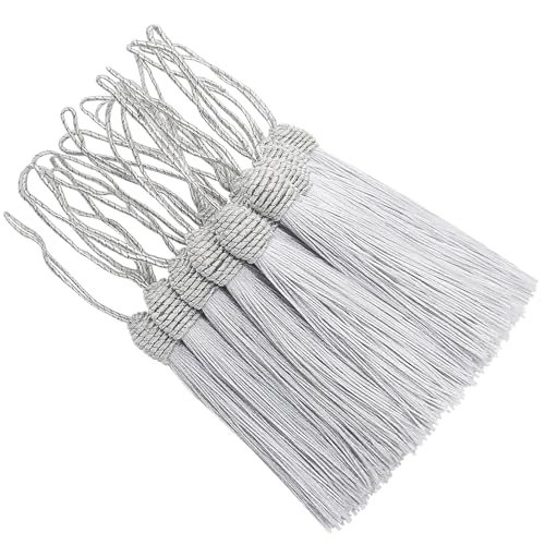 20 Stück Seidige Quasten Anhänger Mini Handgefertigtes Troddel Basteln mit Schleife für DIY Lesezeichen, Schmuckherstellung, Ohrring, Girlanden Deko, Schlüssel, Taschen und Souvenir (Grau) von Hetuyon