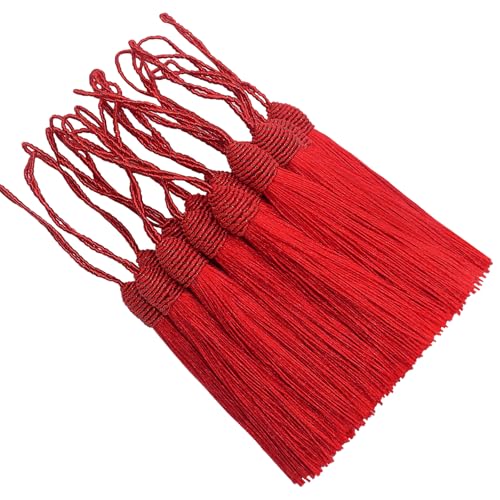 20 Stück Seidige Quasten Anhänger Mini Handgefertigtes Troddel Basteln mit Schleife für DIY Lesezeichen, Schmuckherstellung, Ohrring, Girlanden Deko, Schlüssel, Taschen und Souvenir (Rot) von Hetuyon