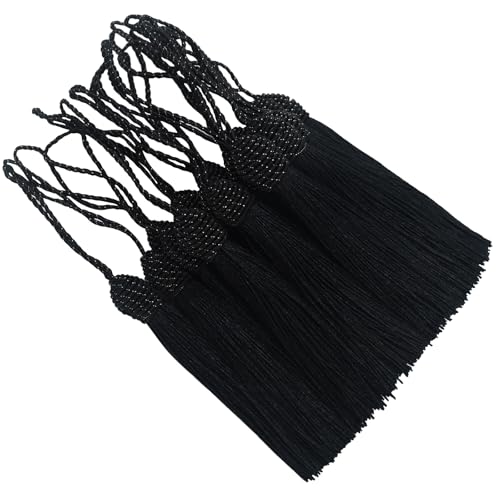 20 Stück Seidige Quasten Anhänger Mini Handgefertigtes Troddel Basteln mit Schleife für DIY Lesezeichen, Schmuckherstellung, Ohrring, Girlanden Deko, Schlüssel, Taschen und Souvenir (Schwarz) von Hetuyon