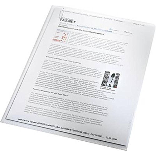 Leitz Hetzel Sichthüllen, 100 Stück, A4 Format, Farblos, Durchsichtig, 0,085 mm PP-Folie, Dokumentenhülle oben und rechts offen, 21672090 Leitz Hetzel Sichthüllen, 100 Stück, A4 Format, Farblos, Durchsichtig, 0,085 mm PP-Folie, Dokumentenhülle oben und rechts offen, 21672090 von Leitz