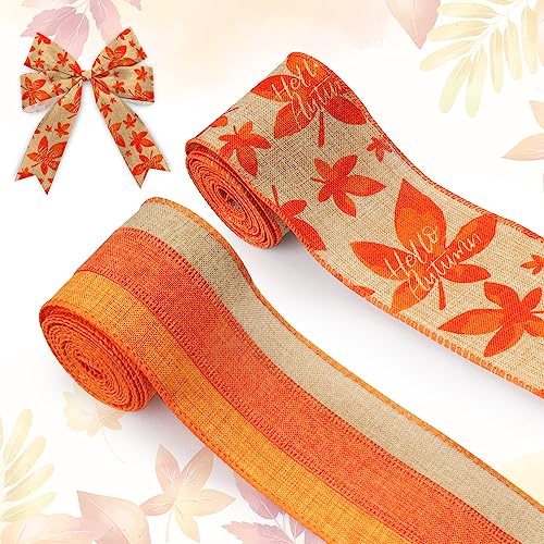 2 Rollen Herbst-Stoffband Thanksgiving Sackleinen Bänder Herbst Ahornblätter Orange Braun Streifen Rand Drahtdekor Bänder für Herbst Thanksgiving Party Geschenkverpackung Handwerk Dekoration Supplies 2 Rollen Herbst-Stoffband Thanksgiving Sackleinen Bänder Herbst Ahornblätter Orange Braun Streifen Rand Drahtdekor Bänder für Herbst Thanksgiving Party Geschenkverpackung Handwerk Dekoration Supplies von Heureppy