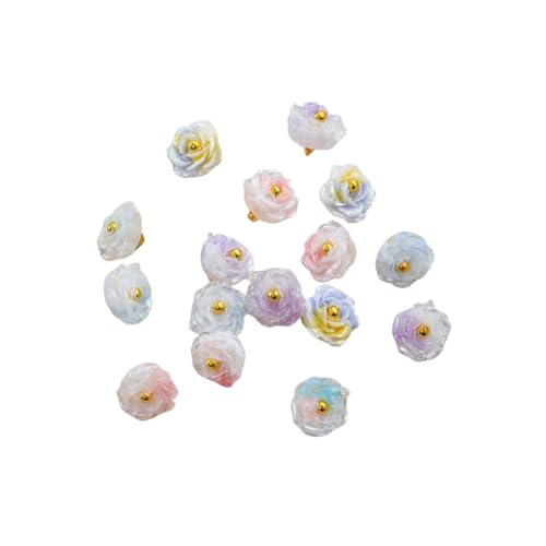 50 Stück Blumenperlen, gemischt mit Kugelnadel, Rose, weiche Kamelie, lose Perlen für Armband, Halskette, DIY, Handwerk, Schmuckherstellung von Heuskay