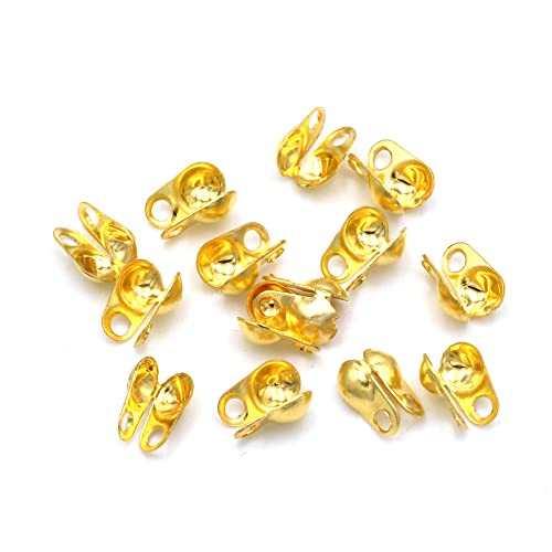 600 Stück Perlenverschlüsse, offene Perlenspitzen, Knotenabdeckungen, Klappdeckel, Crimpen, Perlen (1,5 mm, 2 mm, 2,4 mm), Gold… von Heuskay