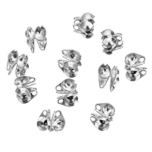 600 Stück Perlenverschlüsse, offene Perlenspitzen, Knotenabdeckungen, Klappdeckel, Crimpen, Perlen (1,5 mm, 2 mm, 2,4 mm), Silber… von Heuskay
