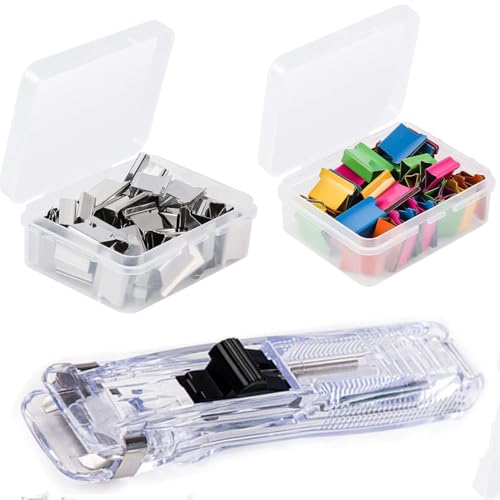 1 Set tragbarer Papierklammerspender mit 100 Klammern, schnelle Büroknipser, Binder-Clips, klein, Nachfüllklammern, Büroklammern, funktioniert mit Muschelklammer-Spendern 1 Set tragbarer Papierklammerspender mit 100 Klammern, schnelle Büroknipser, Binder-Clips, klein, Nachfüllklammern, Büroklammern, funktioniert mit Muschelklammer-Spendern von Heuskay