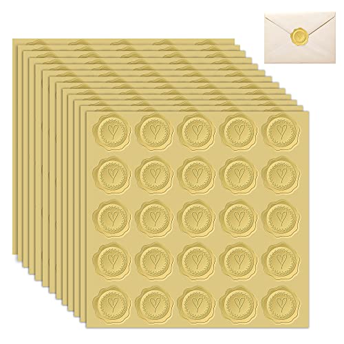 Briefumschlag Aufkleber Goldgeprägte Aufkleber Selbstklebend Wachssiegel Aufkleber für Umschlag Grußkarte Dekoration 325 Stück von Heveer