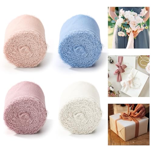 Chiffonband 4 Rolle Schleifenband Breit Geschenkband Seidenband 3 cm x 5 m Dekoband Stoffband für Geschenkverpackung Hochzeit Blumensträuße Chiffonband 4 Rolle Schleifenband Breit Geschenkband Seidenband 3 cm x 5 m Dekoband Stoffband für Geschenkverpackung Hochzeit Blumensträuße von Heveer