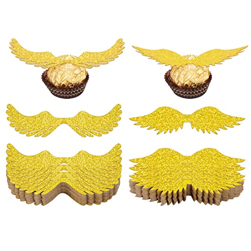 Goldene Flügel Cupcake Topper Schokolade Dekoration Kindergeburtstagen für Tortendeko Schokolade Süßigkeiten Muffins 80 Stück von Heveer