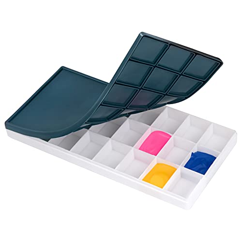Farbpalette Mischpalette Kunststoff mit Weiche Deckel Farbwanne Palette für Aquarelle Gouache Acryl Ölfarben 24 Fächern von Heveer