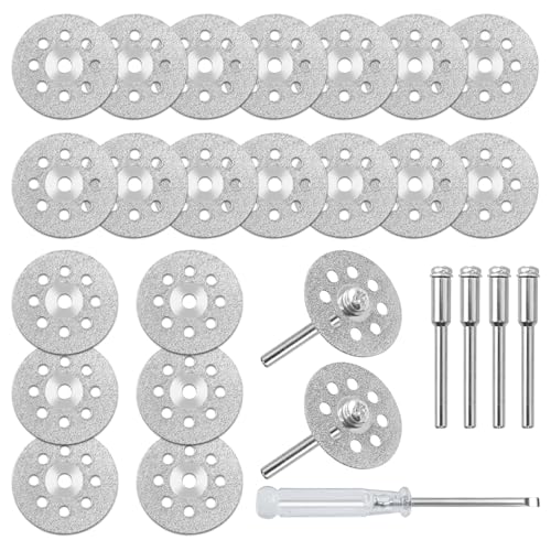 Hevysuo 20pcs Diamant Trennscheibe,22mm Mini Gelochte Trennscheiben Diamant mit 4 Stück 3 mm Dorn und 1 Stück Kreuzschlitzschraubendreher,Diamants Trennscheibe glasschneider für Rotationswerkzeug Hevysuo 20pcs Diamant Trennscheibe,22mm Mini Gelochte Trennscheiben Diamant mit 4 Stück 3 mm Dorn und 1 Stück Kreuzschlitzschraubendreher,Diamants Trennscheibe glasschneider für Rotationswerkzeug von Hevysuo