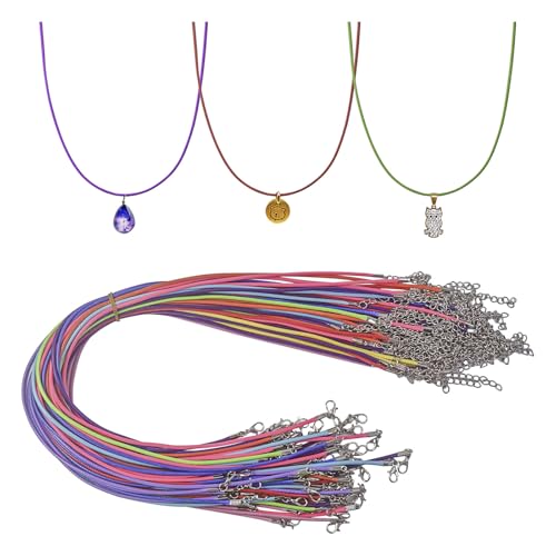 Hevysuo 40 Stück Gewachste Halskette Cord,Lederband 2mm Halskettenschnur Gewachste für DIY Halskette Schmuckherstellung von Hevysuo