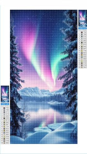 Diamond Painting Aurora Diamond Painting Kinder Winter Diamant Bilder, DIY 5D Diamant Kunst Malerei Mosaik Bastelset Erwachsene Cross Stitch Stickerei Kunsthandwerk Set Deko Zimmer 90x180cm G1-1208 von Hewuiwea