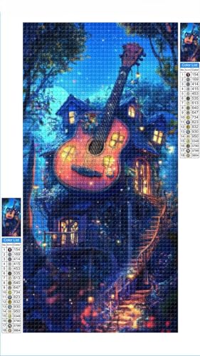 Diamond Painting Baum Diamond Painting Kinder Gitarre Diamant Bilder, DIY 5D Diamant Kunst Malerei Mosaik Bastelset Erwachsene Cross Stitch Stickerei Kunsthandwerk Set Deko Zimmer 80x160cm G1-1268 von Hewuiwea