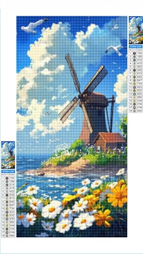 Diamond Painting Bird Diamond Painting Kinder Windmühle Diamant Bilder, DIY 5D Diamant Kunst Malerei Mosaik Bastelset Erwachsene Cross Stitch Stickerei Kunsthandwerk Set Deko Zimmer 80x160cm G1-1228 von Hewuiwea
