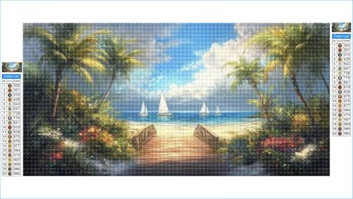 Diamond Painting Boot Diamond Painting Kinder Meer Diamant Bilder, DIY 5D Diamant Kunst Malerei Mosaik Bastelset Erwachsene Cross Stitch Stickerei Kunsthandwerk Set Deko Wohnzimmer 20x40cm G1-49 von Hewuiwea