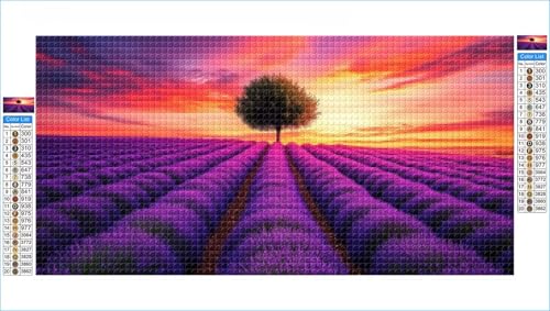 Diamond Painting Erwachsene Baum Groß XXL 100x200cm Diamond Painting Lavendel Diamant Art Bilder, 5D DIY Diamant Malerei mit Komplett Zubehör Strass Kristall Stickerei Bilder, Deko Zimmer G1-948 von Hewuiwea