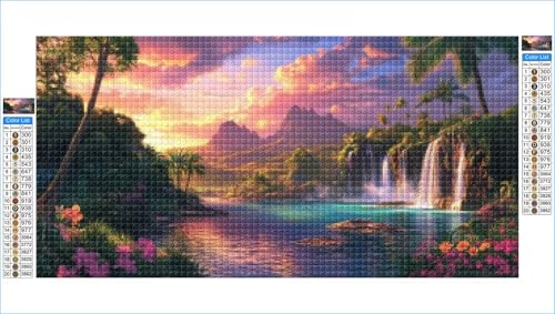 Diamond Painting Erwachsene Berg Groß XXL 80x160cm Diamond Painting Fallen Diamant Art Bilder, 5D DIY Diamant Malerei mit Komplett Zubehör Strass Kristall Stickerei Leinwand Bilder, Deko Zimmer G1-828 von Hewuiwea