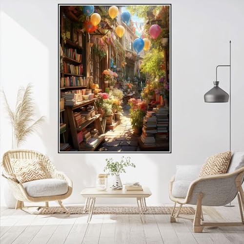Diamond Painting Erwachsene Bücherregal Diamond Painting Baum Diamant Painting Bilder Groß XXL 50x70cm, DIY 5D Diamant Malerei mit Komplett Zubehör Embroidery Set Crystal Art Home Dekor B-945 von Hewuiwea