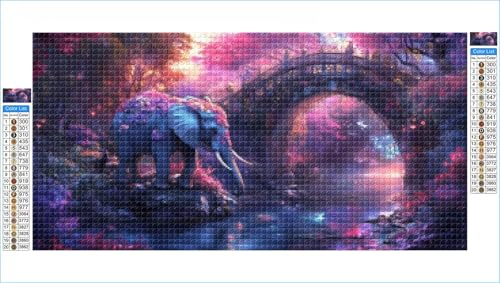 Diamond Painting Erwachsene Elefant Groß XXL 35x70cm Diamond Painting Brücke Diamant Art Bilder, 5D DIY Diamant Malerei mit Komplett Zubehör Strass Kristall Stickerei Bilder, Deko Wohnzimmer G1-69 von Hewuiwea