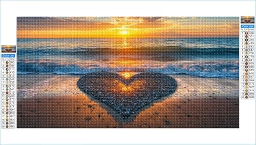 Diamond Painting Erwachsene Herz Groß XXL 40x80cm Diamond Painting Sonnenuntergang Diamant Art Bilder, 5D DIY Diamant Malerei mit Komplett Zubehör Strass Kristall Stickerei Bilder, Deko Zimmer G1-1008 von Hewuiwea