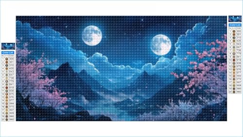 Diamond Painting Erwachsene Mond Groß XXL 80x160cm Diamond Painting Kirschblüten Diamant Art Bilder, 5D DIY Diamant Malerei mit Komplett Zubehör Strass Kristall Stickerei Bilder, Deko Zimmer G1-1128 von Hewuiwea