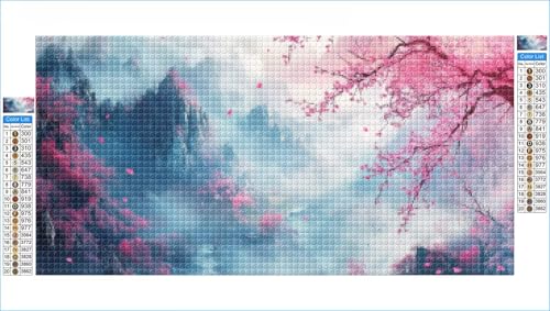 Diamond Painting Japan Diamond Painting Kinder Kirschblüten Diamant Bilder, DIY 5D Diamant Kunst Malerei Mosaik Bastelset Erwachsene Cross Stitch Stickerei Kits, Deko Wohnzimmer Zimmer 50x100cm G1-788 von Hewuiwea