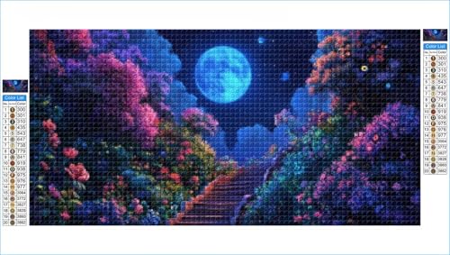 Diamond Painting Mond Diamond Painting Kinder Blumen Diamant Bilder, DIY 5D Diamant Kunst Malerei Mosaik Bastelset Erwachsene Cross Stitch Stickerei Kunsthandwerk Set Deko Zimmer 100x200cm G1-1108 von Hewuiwea