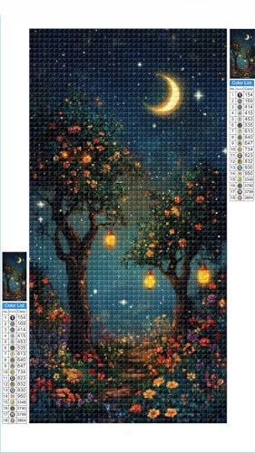 Diamond Painting Mond Diamond Painting Kinder Blumen Diamant Bilder, DIY 5D Diamant Kunst Malerei Mosaik Bastelset Erwachsene Cross Stitch Stickerei Kunsthandwerk Set Deko Zimmer 90x180cm G1-1288 von Hewuiwea