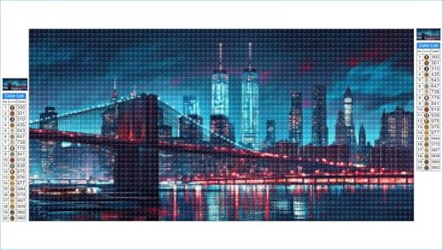 Diamond Painting Nachtansicht Diamond Painting Kinder Brücke Diamant Bilder, DIY 5D Diamant Kunst Malerei Mosaik Bastelset Erwachsene Cross Stitch Stickerei Kits Deko Wohnzimmer 90x180cm G1-1048 von Hewuiwea