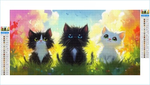 Diamond Painting Tiere Diamond Painting Kinder Katze Diamant Bilder, DIY 5D Diamant Kunst Malerei Mosaik Bastelset Erwachsene Cross Stitch Stickerei Kunsthandwerk Set Deko Zimmer 100x200cm G1-109 von Hewuiwea