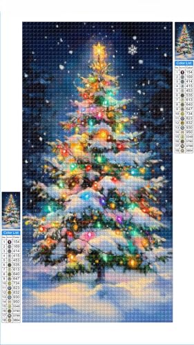 Diamond Painting Winter Diamond Painting Kinder Weihnachtsbaum Diamant Bilder, DIY 5D Diamant Kunst Malerei Mosaik Bastelset Erwachsene Cross Stitch Stickerei Kits Deko Wohnzimmer 35x70cm G1-1168 von Hewuiwea